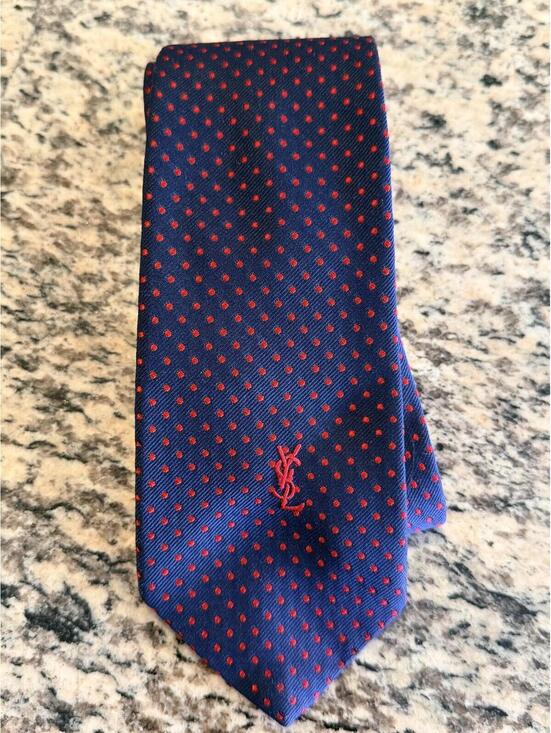 Saint Laurent Other - YVES SAINT LAURENT YSL EMBROIDERED  LOGO NECK TIE